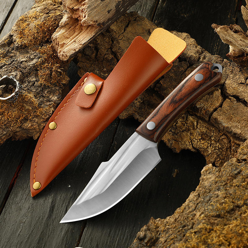 Hand-Forged Outdoor Hunting Knife, Solid Wood Handle Main image