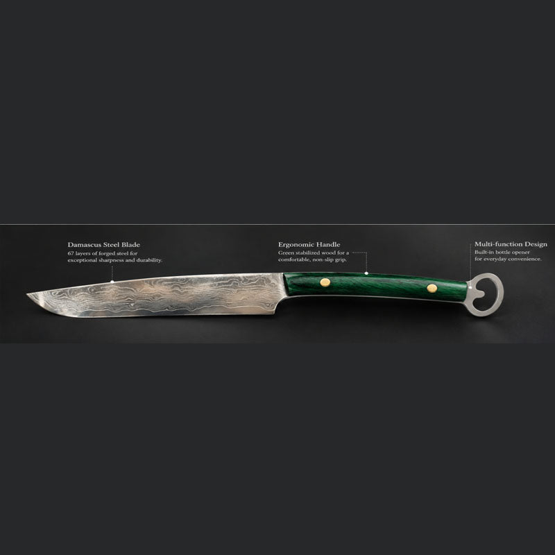 5 Inch 67-Layer Damascus Multi-Purpose Kitchen Knife with Built-in Bottle Opener Main image