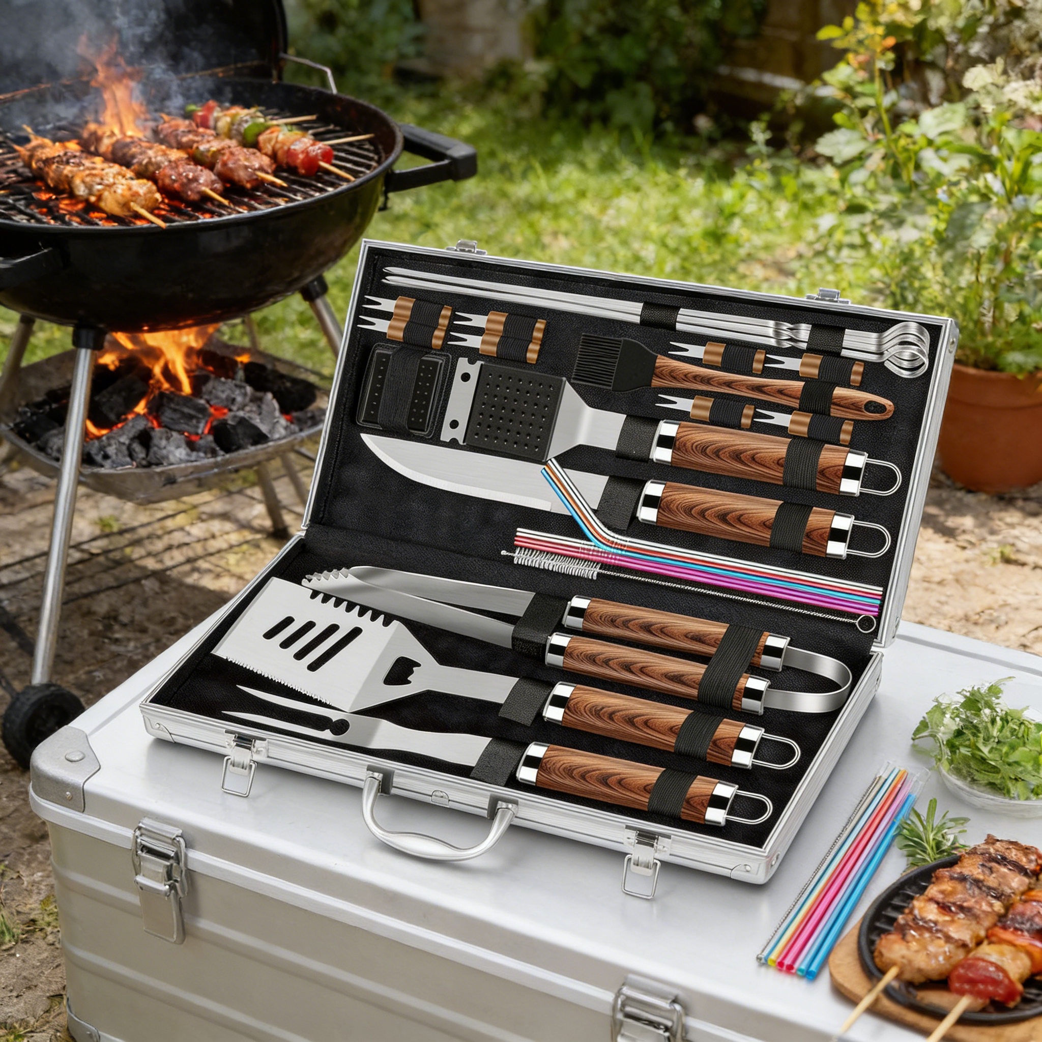 24-Piece Stainless Steel BBQ Tool Set, Outdoor & Garden Use Main image