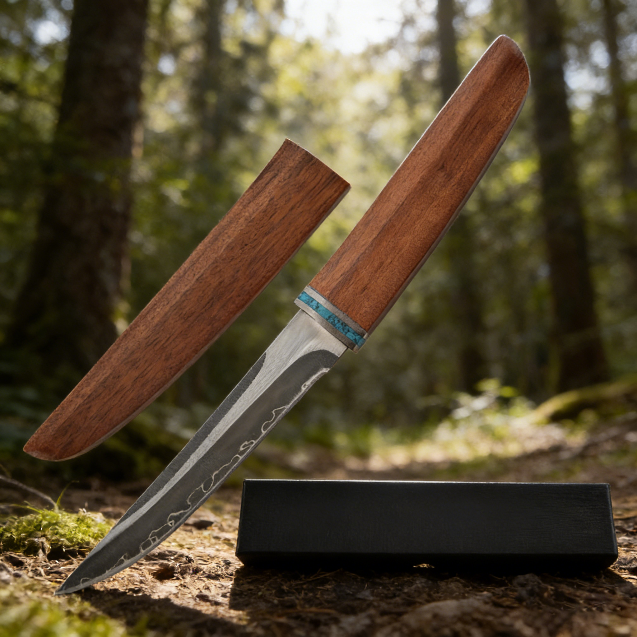 Outdoor Camping Fixed Blade Knife, High-Hardness Steel Wood Handle Main image
