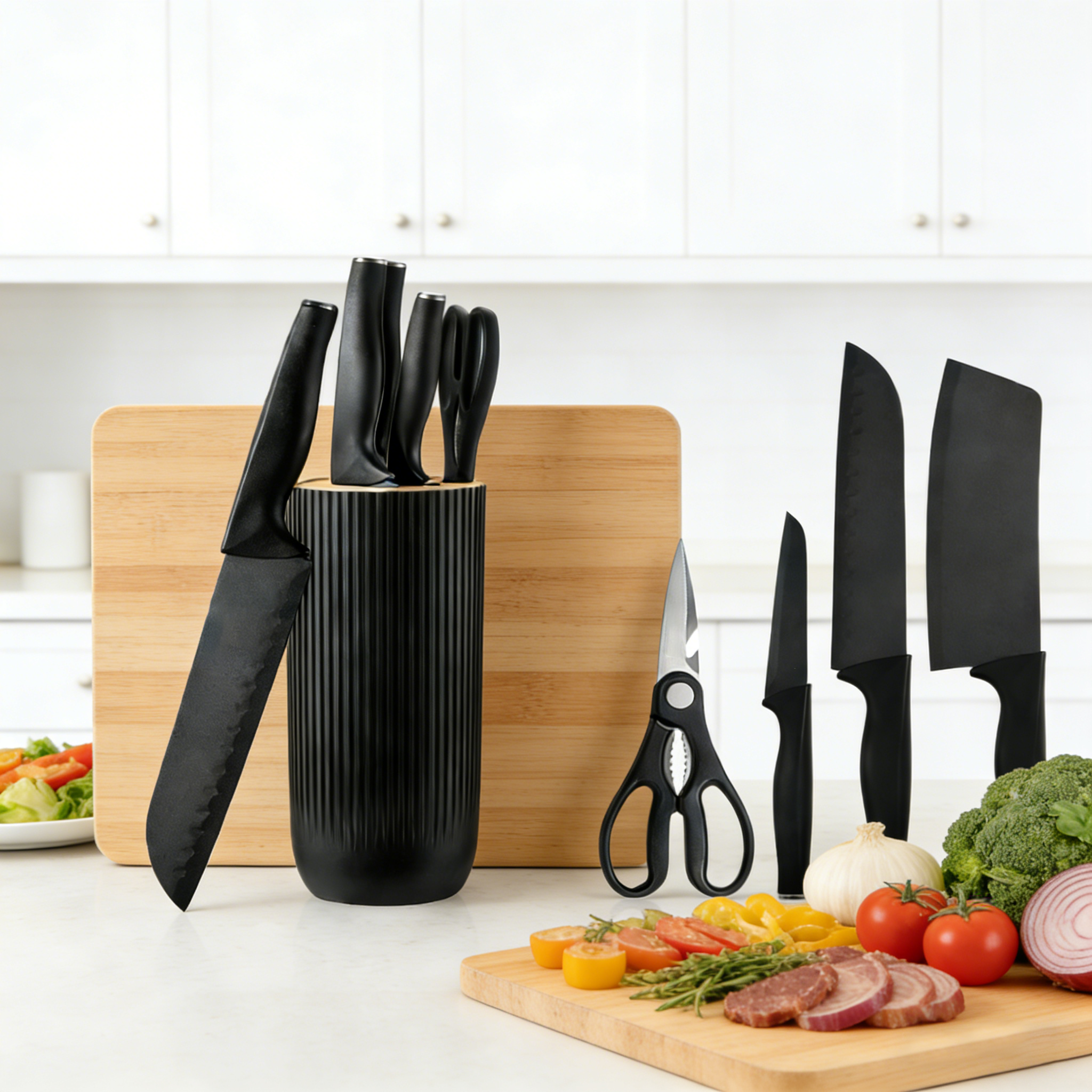 Kitchen Knife Set, 5-Piece Stainless Steel Multifunctional Chef Knife Set with Block & Gift Box Packaging Secondary image