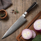 All-Purpose Damascus Steel Chef Knife, Ergonomic Wood Handle