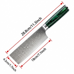 7 Inch Nakiri Knife - 67-Layer Damascus Steel Japanese Vegetable Chef Knife, Ultra-Sharp VG10 Core Blade with Ergonomic Deep Green Stabilized Wood Handle, Professional Kitchen Knife for Slicing, Dicing & Chopping Vegetables