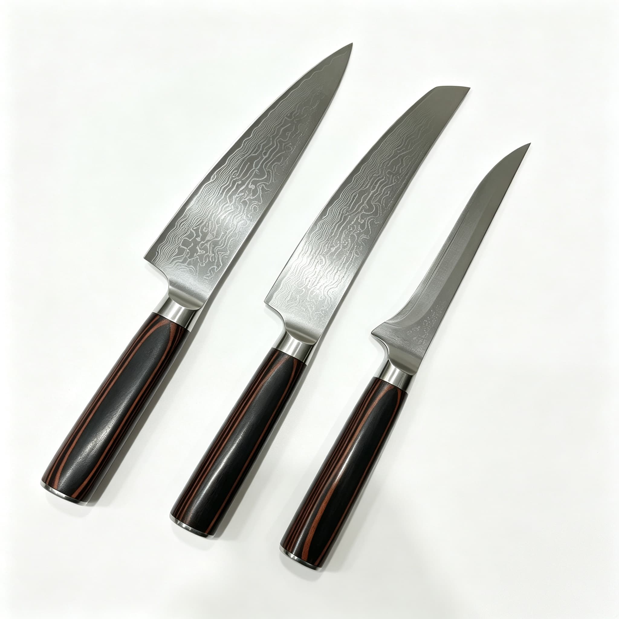 Hand Forged Damascus Steel 3 Pieces Culinary Knife Set – Luxury Kitchen Essential Main image