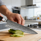 All-Purpose Damascus Steel Chef Knife, Ergonomic Wood Handle