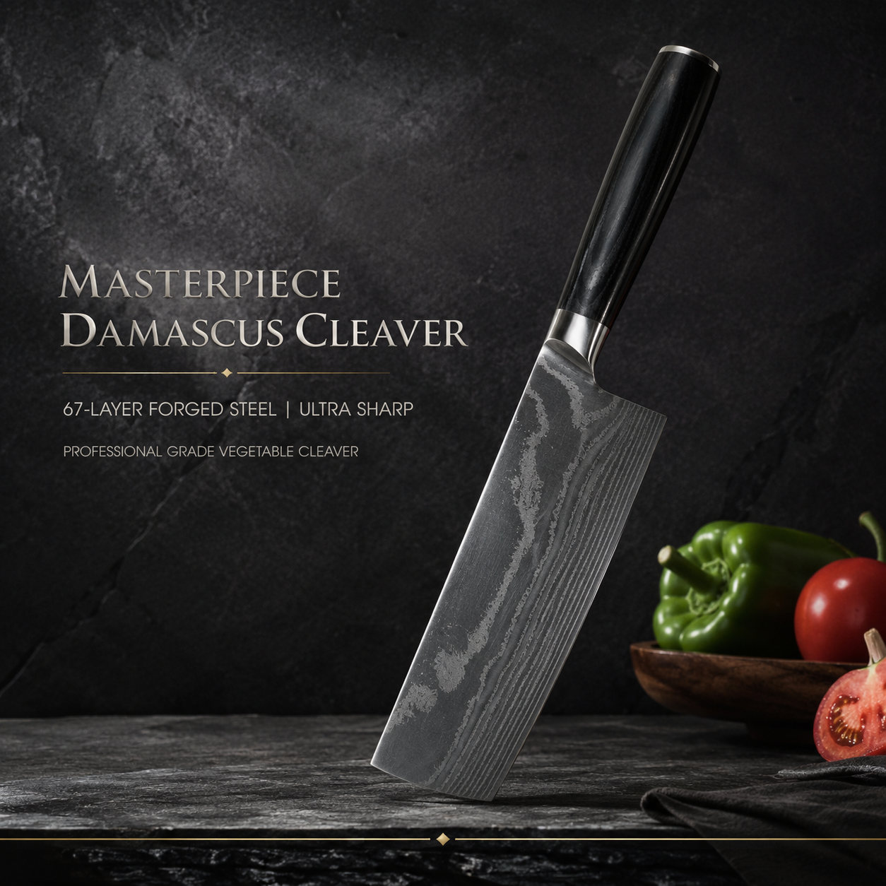 7 Inch 67-Layer High Carbon Damascus Steel Nakiri Knife, Ebony Wood Handle Japanese Vegetable Cleaver for Home & Professional Cooking Main image