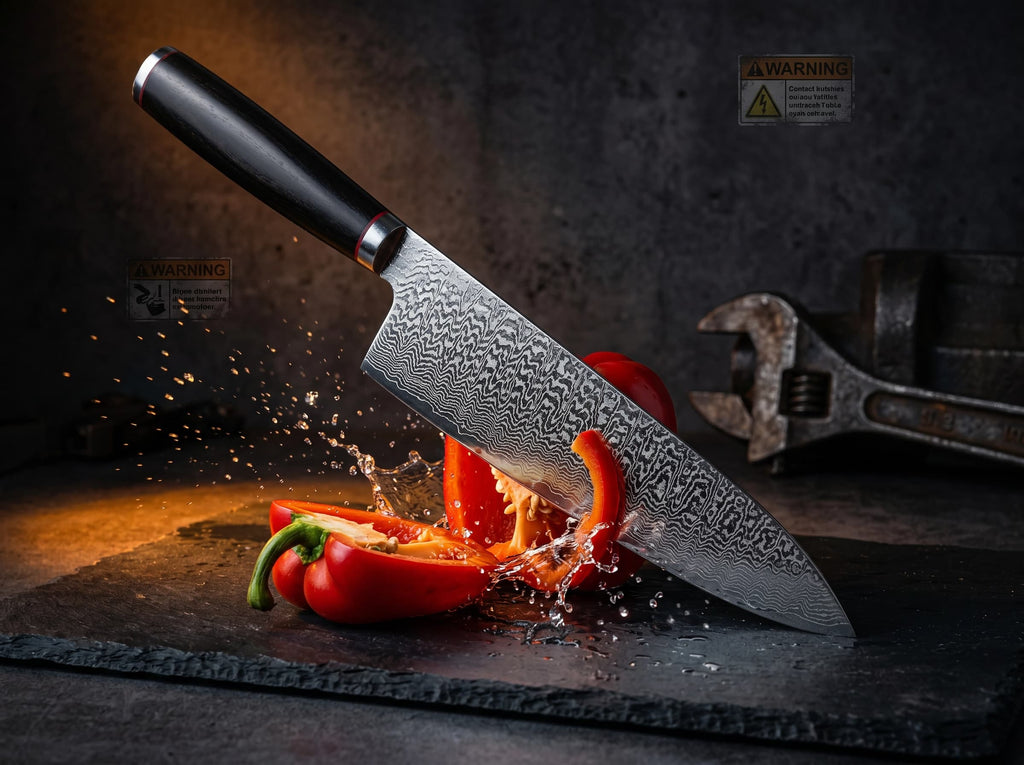 3 Pieces 67-Layer 9Cr18 Damascus Kitchen Knife Set, Ebony Wood Handle, Paring/Santoku/Slicer Premium Chef Knives