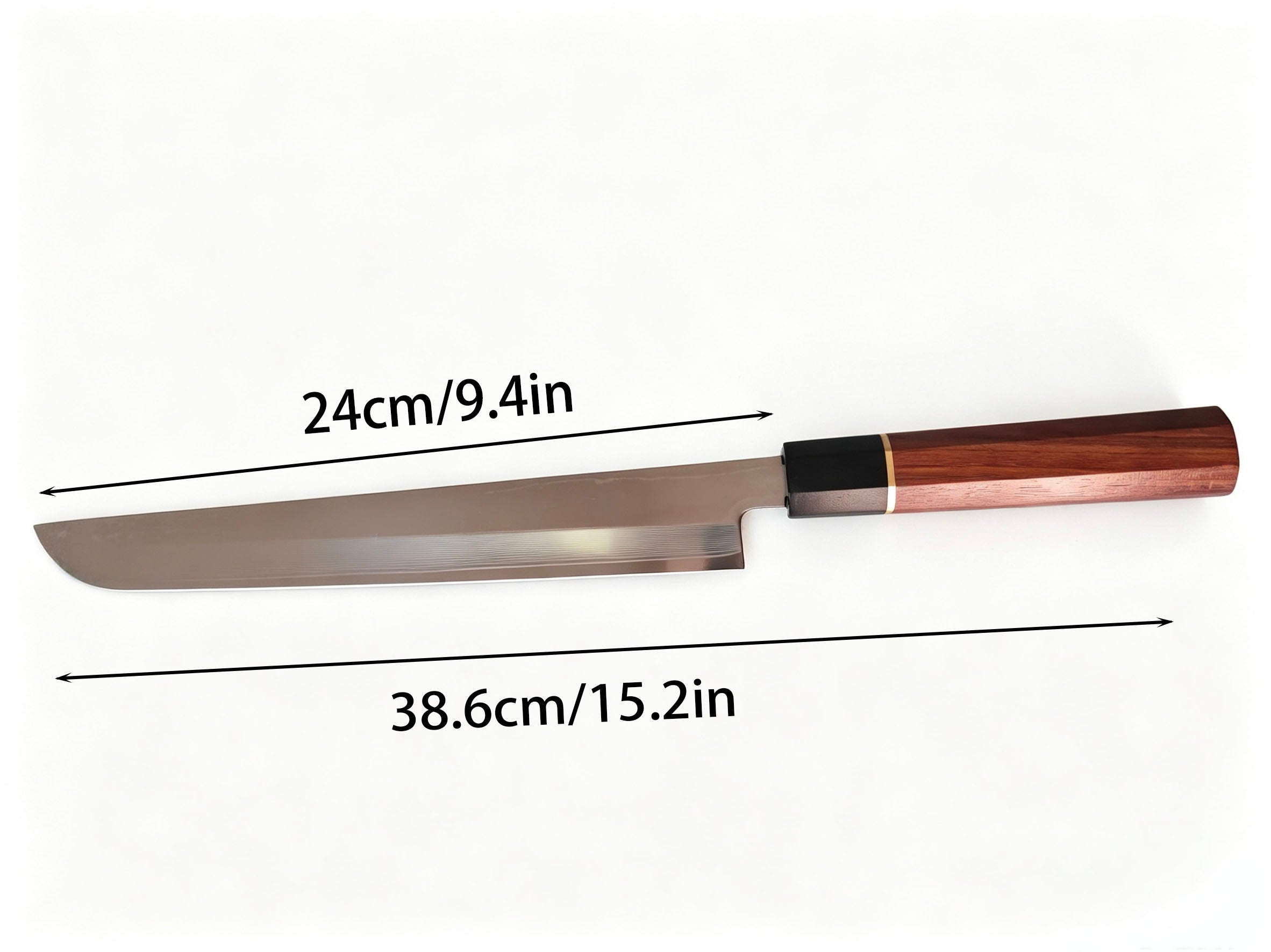 9 Inch Japanese Yanagiba Sashimi Knife, High Carbon Steel Single Bevel Blade, Rosewood Handle with Black Ebony Ferrule & Gold Accent, Professional Sushi Slicing Kitchen Knife Secondary image