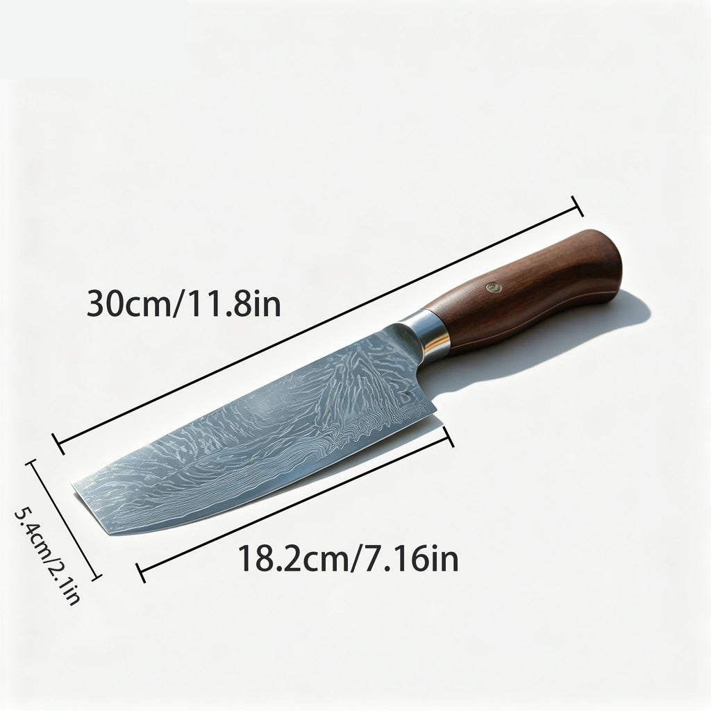 7 Inch Authentic 67-Layer Damascus Steel Nakiri Knife with Solid Ebony Wood Handle