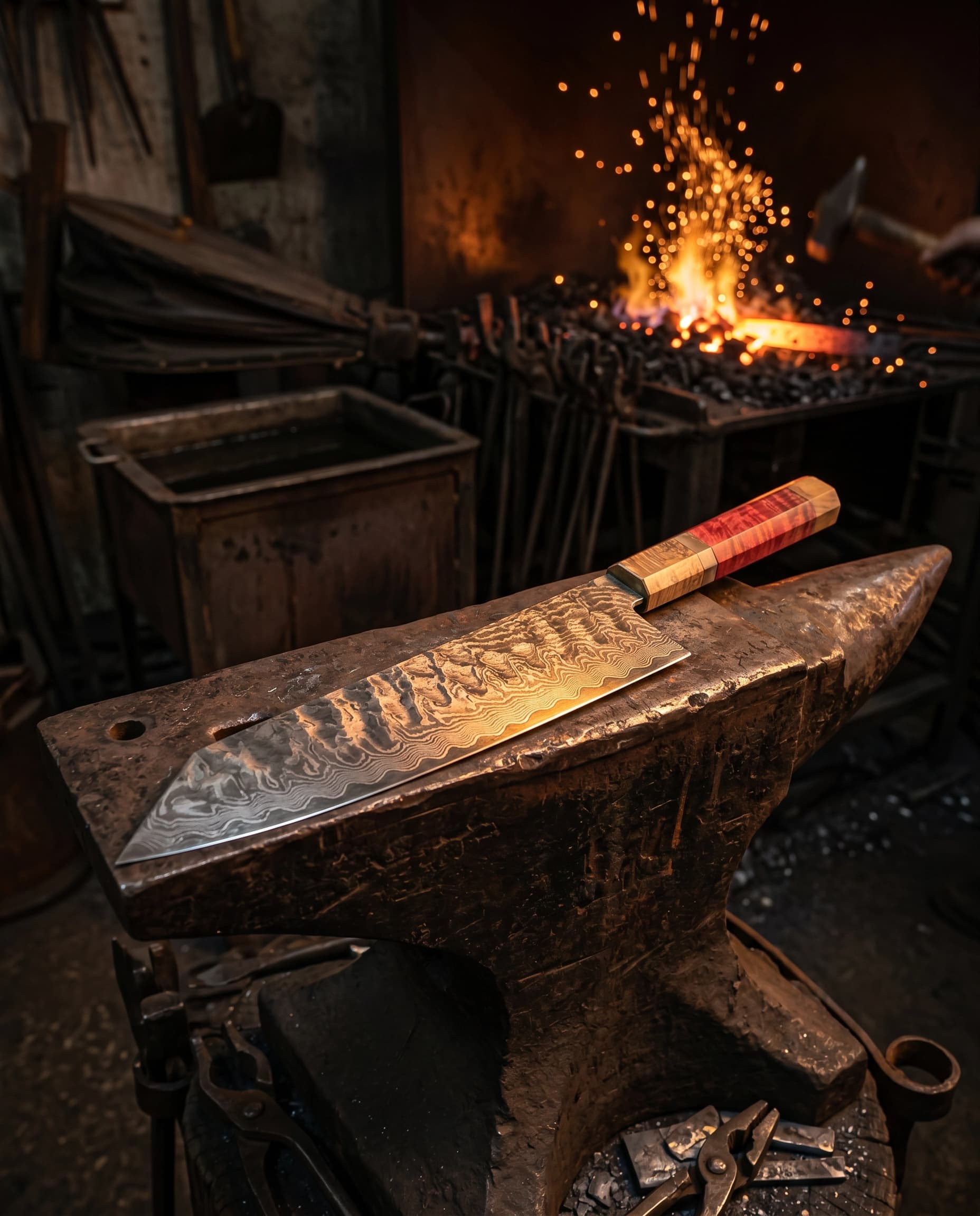 8.7 Inch 9Cr18 Damascus Steel Kiritsuke Chef Knife, Octagonal Spliced Stabilized Wood Handle, All-Purpose Premium Kitchen Knife Main image