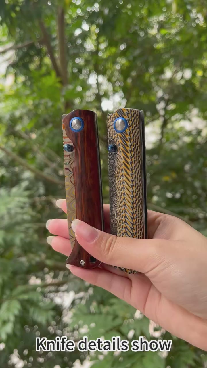 High-quality Damascus steel outdoor folding knife, G10 textured handle