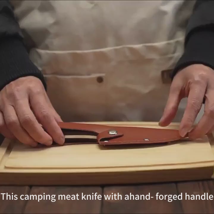 Hand-Forged Outdoor Hunting Knife, Solid Wood Handle